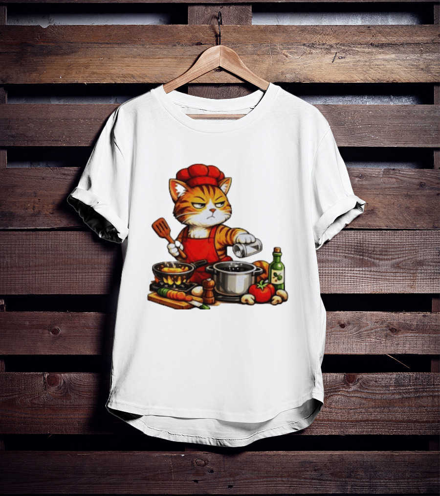 I Cook Better When You're Not Ing Cat Chef Cooking Scene T-Shirt