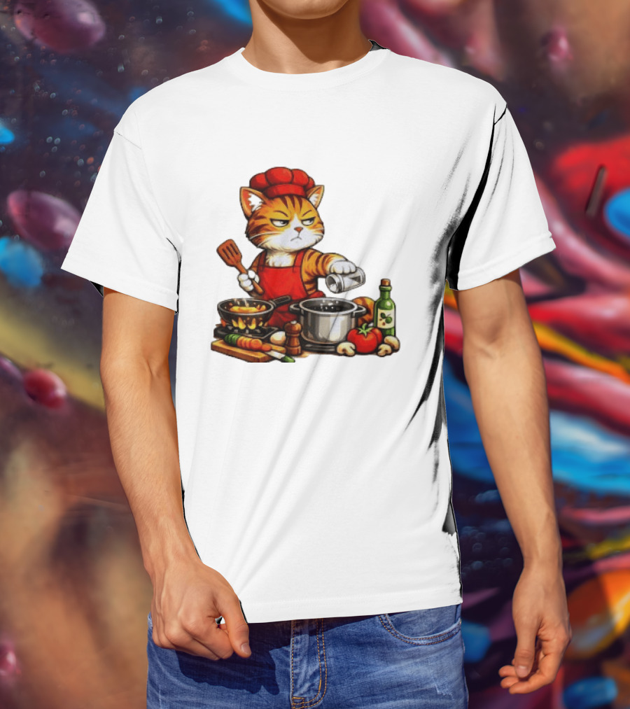 I Cook Better When You're Not Ing Cat Chef Cooking Scene T-Shirt
