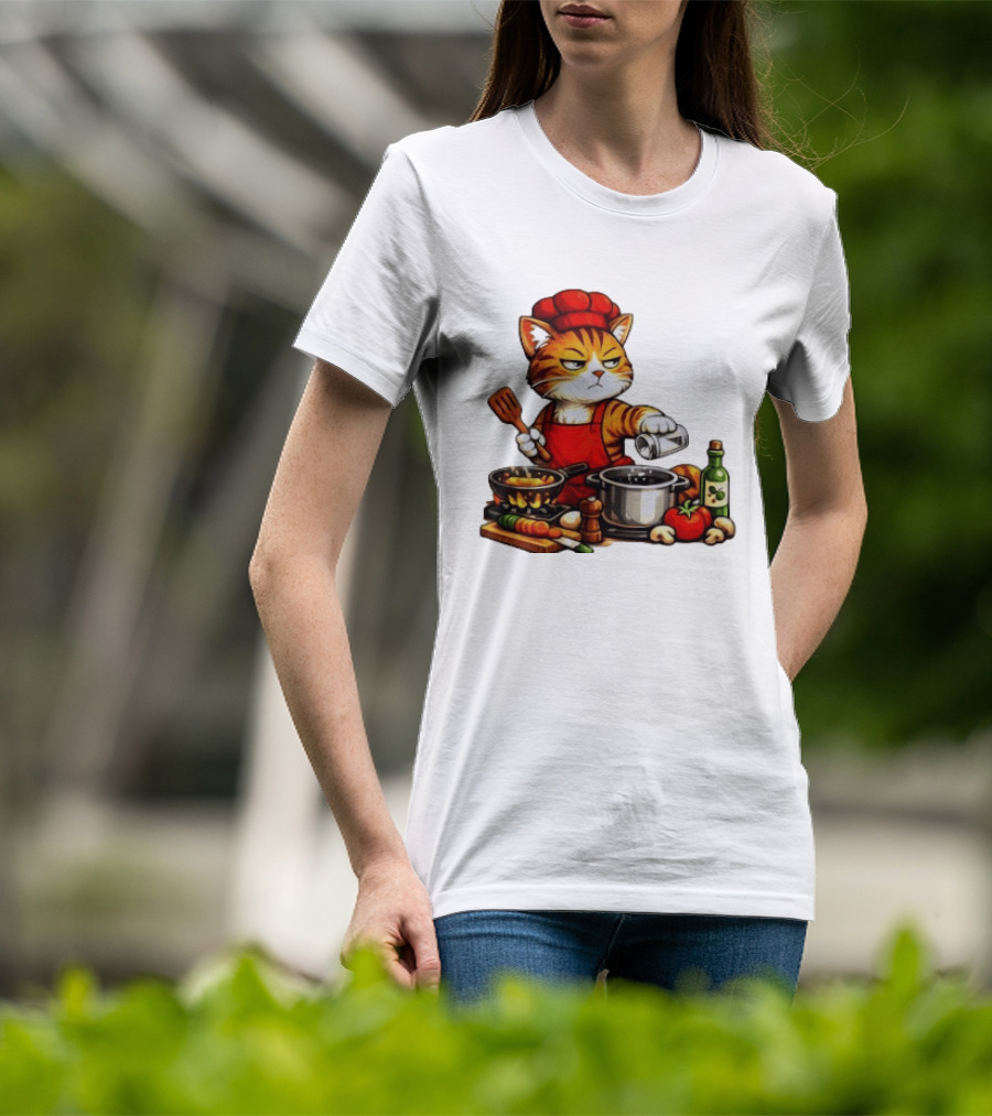 I Cook Better When You're Not Ing Cat Chef Cooking Scene T-Shirt