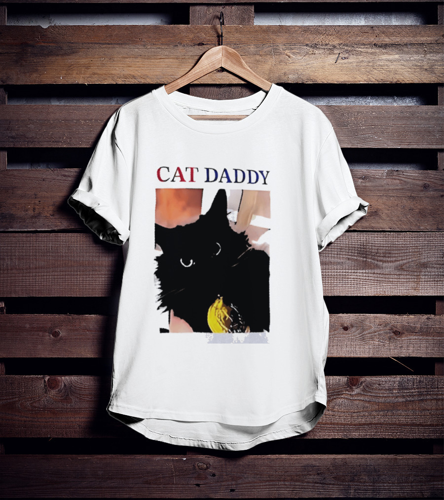 Cat Daddy Black Cat Image With Yellow Banana Accessory T-Shirt
