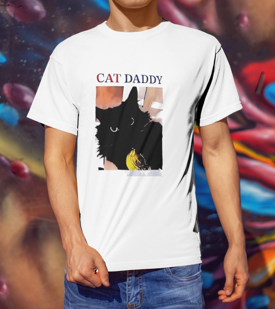 Cat Daddy Black Cat Image With Yellow Banana Accessory T-Shirt