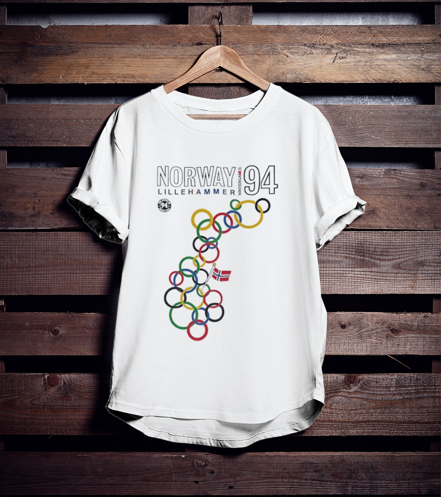Norway Lillehammer 1994 Winter Games Rings Map T-Shirt