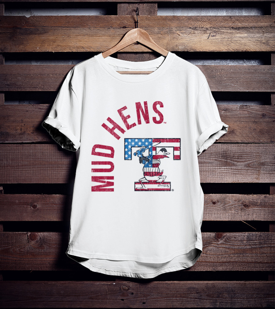 Toledo Mud Hens Patriotic Baseball Logo Red White Blue T-Shirt