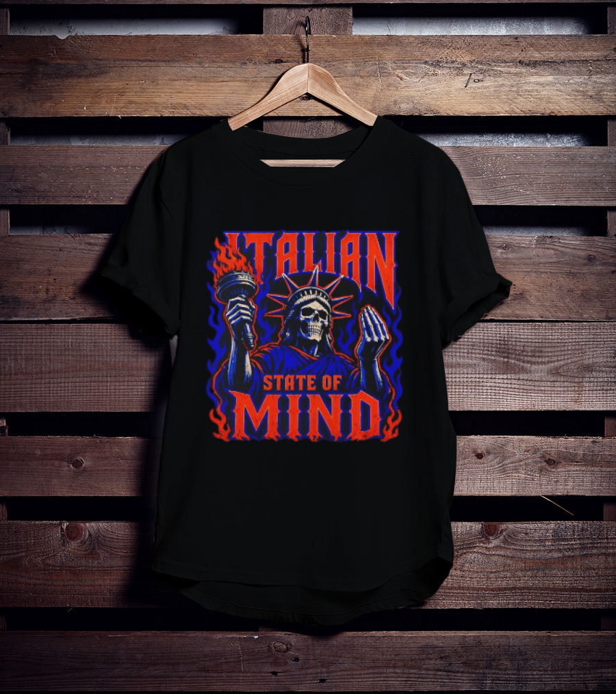 Italian State Of Mind Skeleton Statue Of Liberty New York Knicks T-Shirt