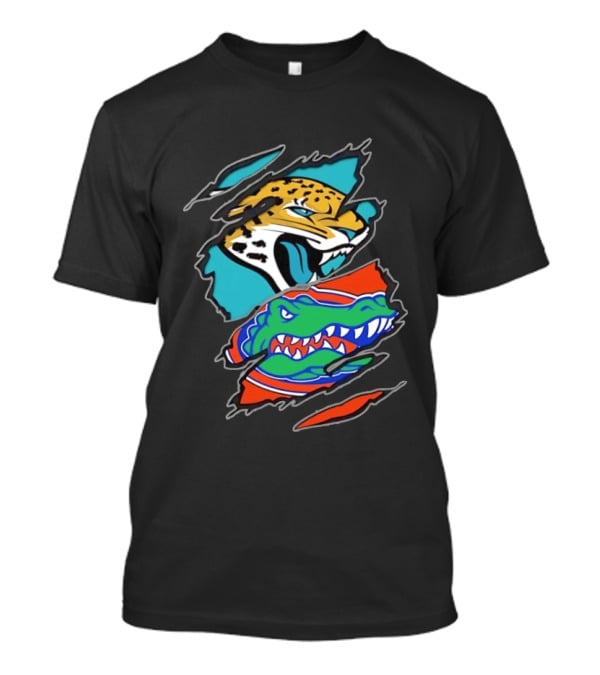 Jacksonville Jaguars Florida Gators Two Teams One Heart Scratch T-Shirt
