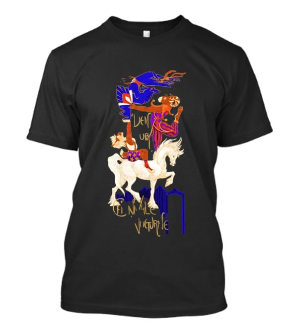 Cirque Style Acrobats On Horseback With Blue And Gold Accents T-Shirt