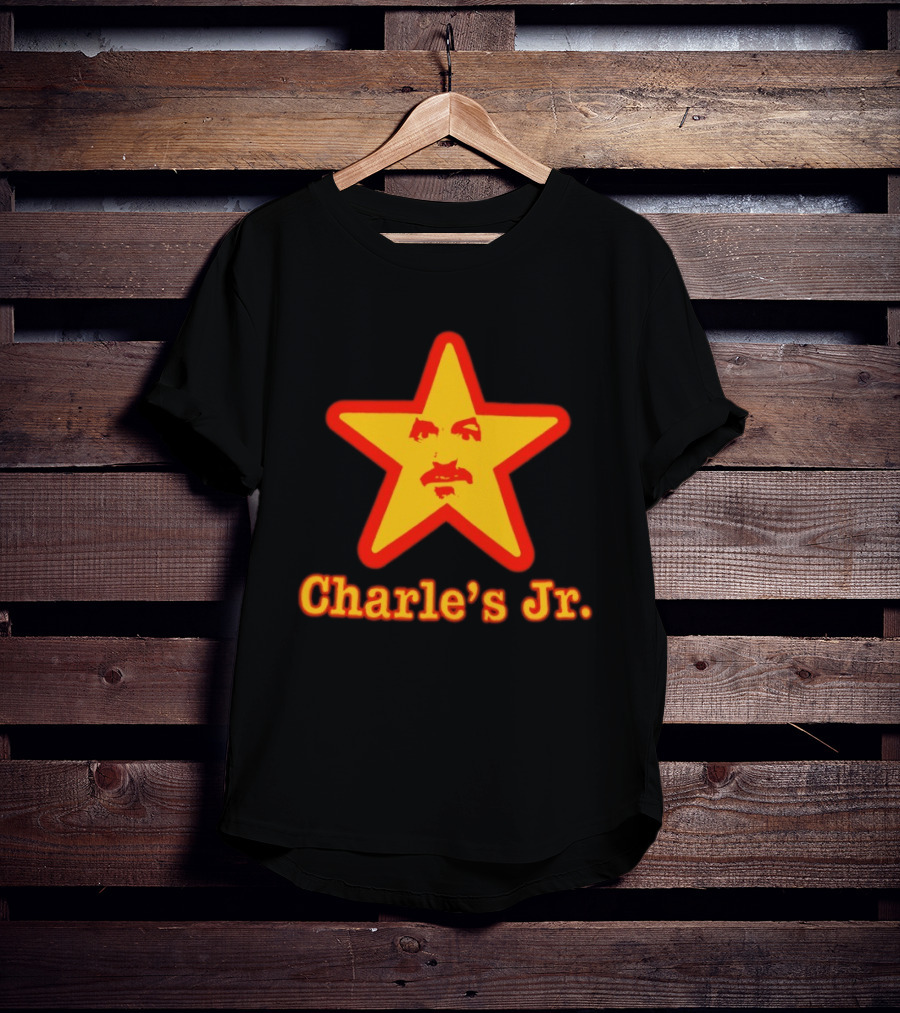 Charle's Jr Star Retro Iconic Face In Yellow Star T-Shirt
