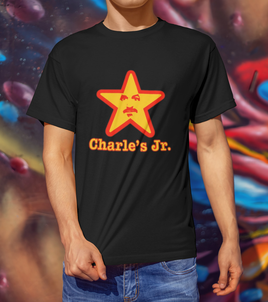 Charle's Jr Star Retro Iconic Face In Yellow Star T-Shirt