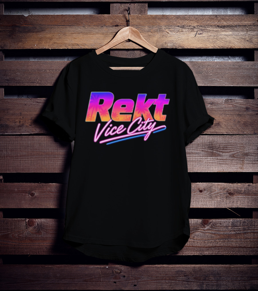 Rekt Vice City Neon Vaporwave Aesthetic With Palm Trees T-Shirt