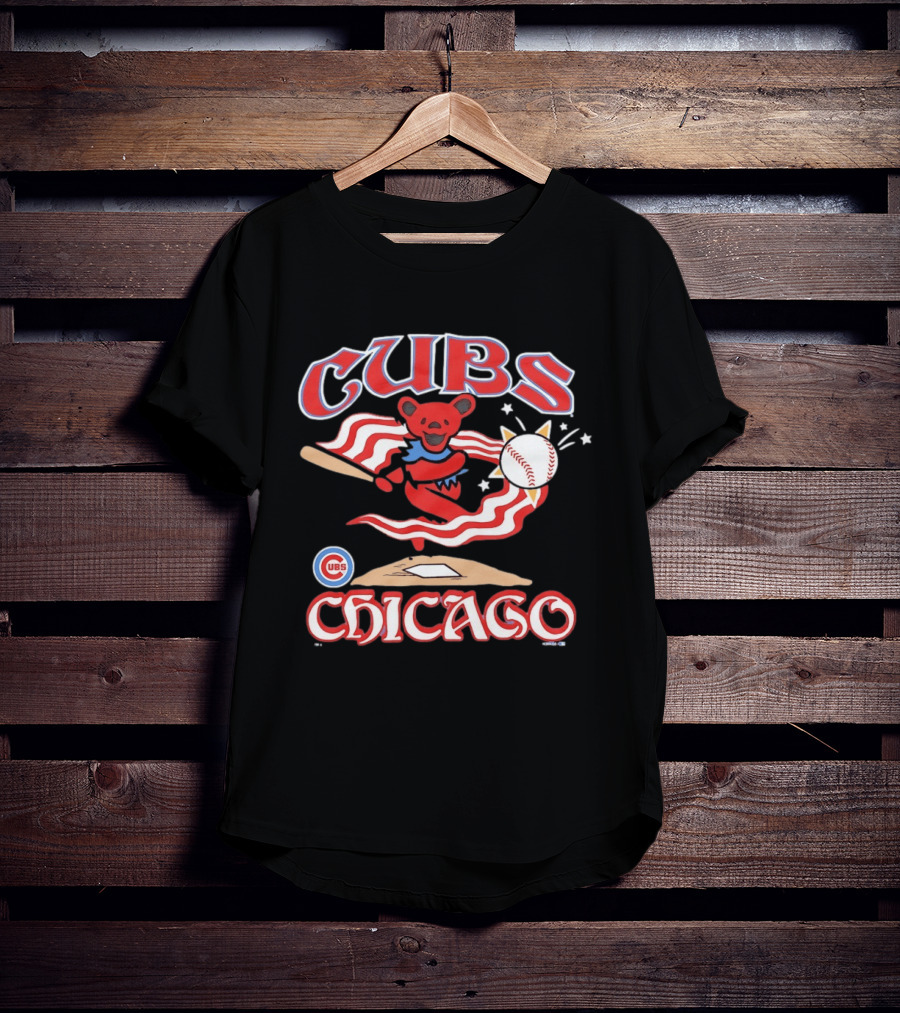 Chicago Cubs Grateful Dead Dancing Bear Baseball Collaboration T-Shirt