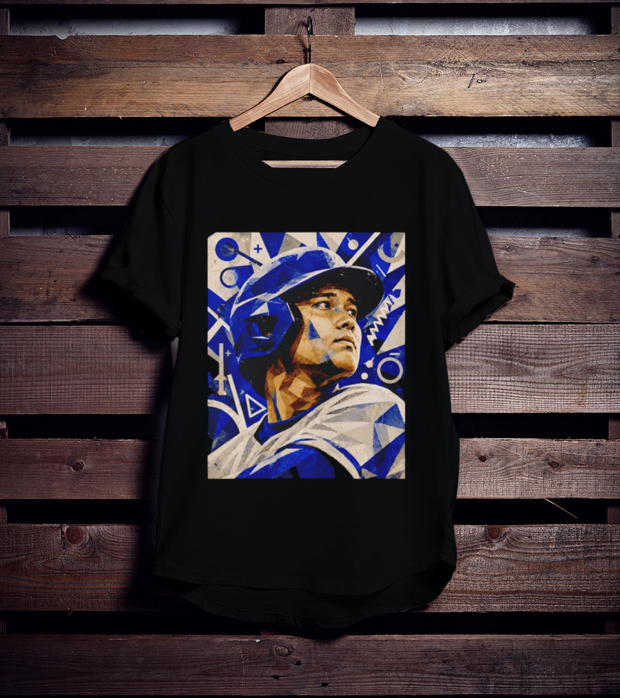 Shohei Ohtani Los Angeles Dodgers Geometric Blue Abstract Baseball T-Shirt