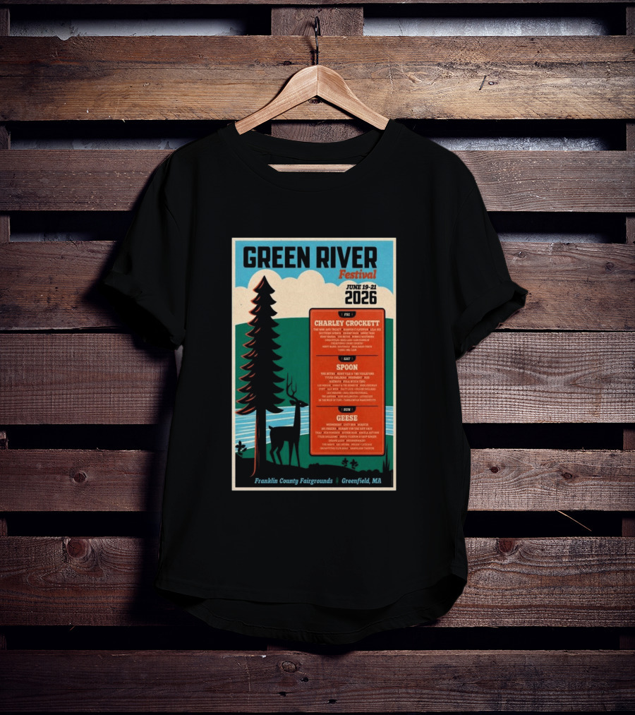 Green River Festival June 19 21 2026 Franklin County Fairgrounds Greenfield MA Featuring Charley Crockett Spoon Geese T-Shirt