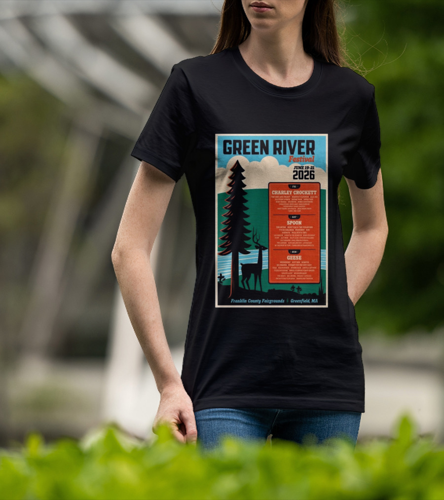 Green River Festival June 19 21 2026 Franklin County Fairgrounds Greenfield MA Featuring Charley Crockett Spoon Geese T-Shirt