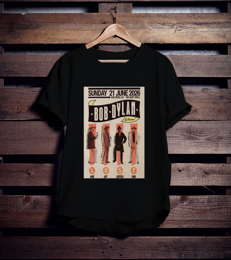 Bob Dylan In Person San Diego The Rady Shell 21 June 2026 Long Hot Summer Tour T-Shirt