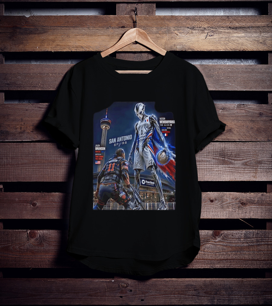 Jalen Brunson Knicks Battle Victor Wembanyama Alien Spurs Showdown San Antonio T-Shirt