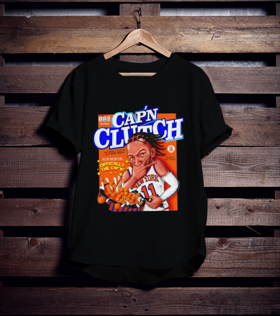 Cap'n Clutch Jalen Brunson New York Offically The Cap'n Cereal Box Comic T-Shirt