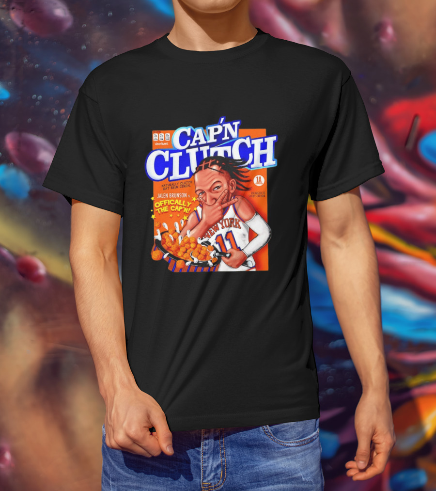 Cap'n Clutch Jalen Brunson New York Offically The Cap'n Cereal Box Comic T-Shirt