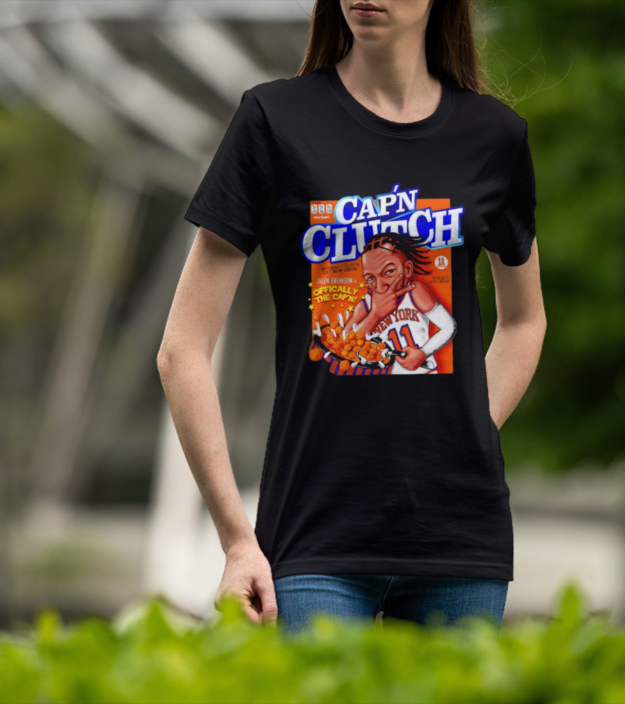 Cap'n Clutch Jalen Brunson New York Offically The Cap'n Cereal Box Comic T-Shirt