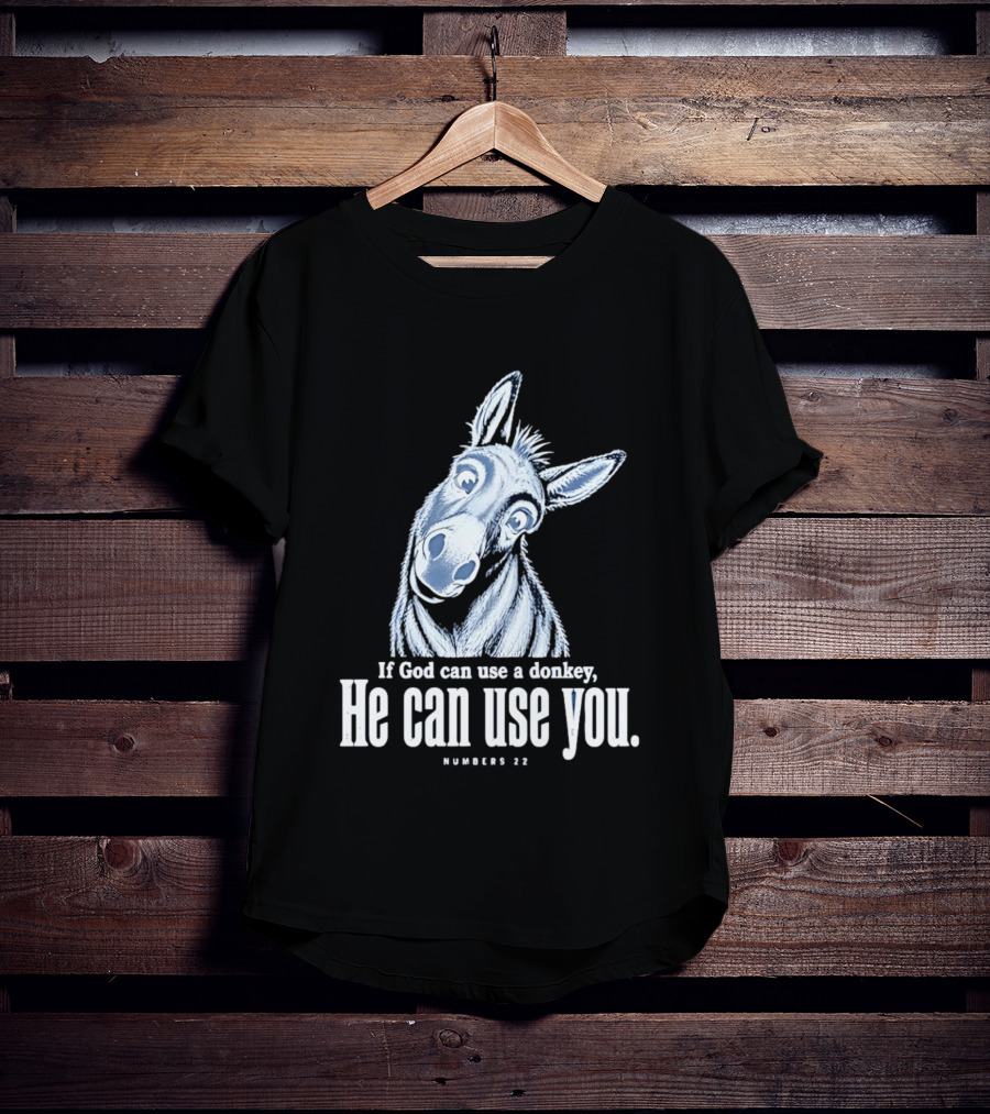 If God Can Use A Donkey He Can Use You Cartoon Donkey Numbers 22 T-Shirt