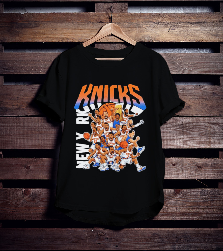 New York Knicks Cartoon Players 2026 Basketball Team Fun T-Shirt