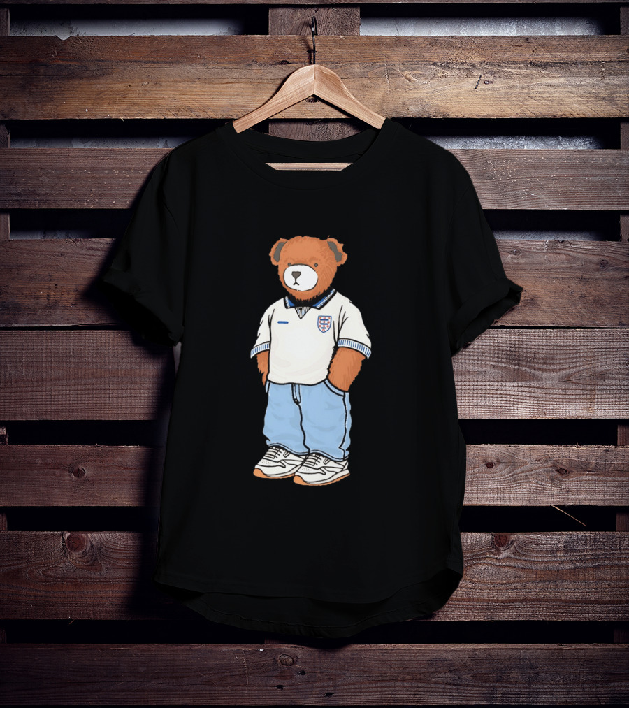 Three Lions England '90 Pickles Teddy Bear Retro Soccer Fan T-Shirt