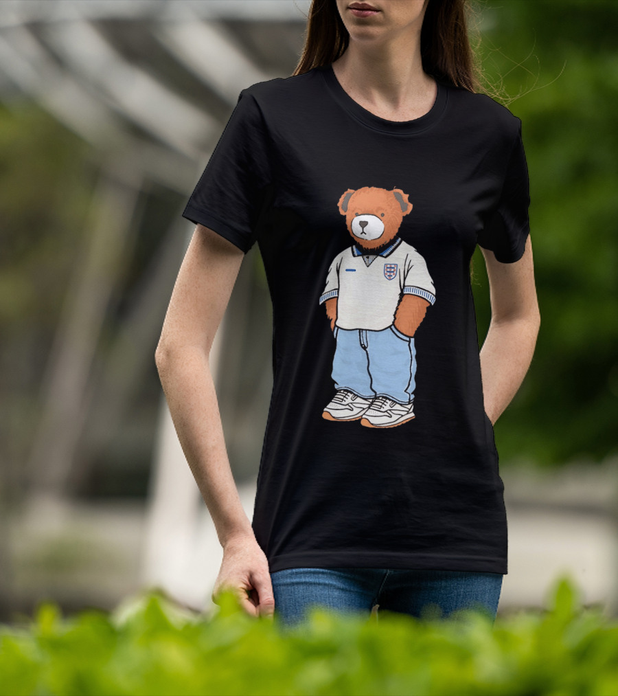 Three Lions England '90 Pickles Teddy Bear Retro Soccer Fan T-Shirt