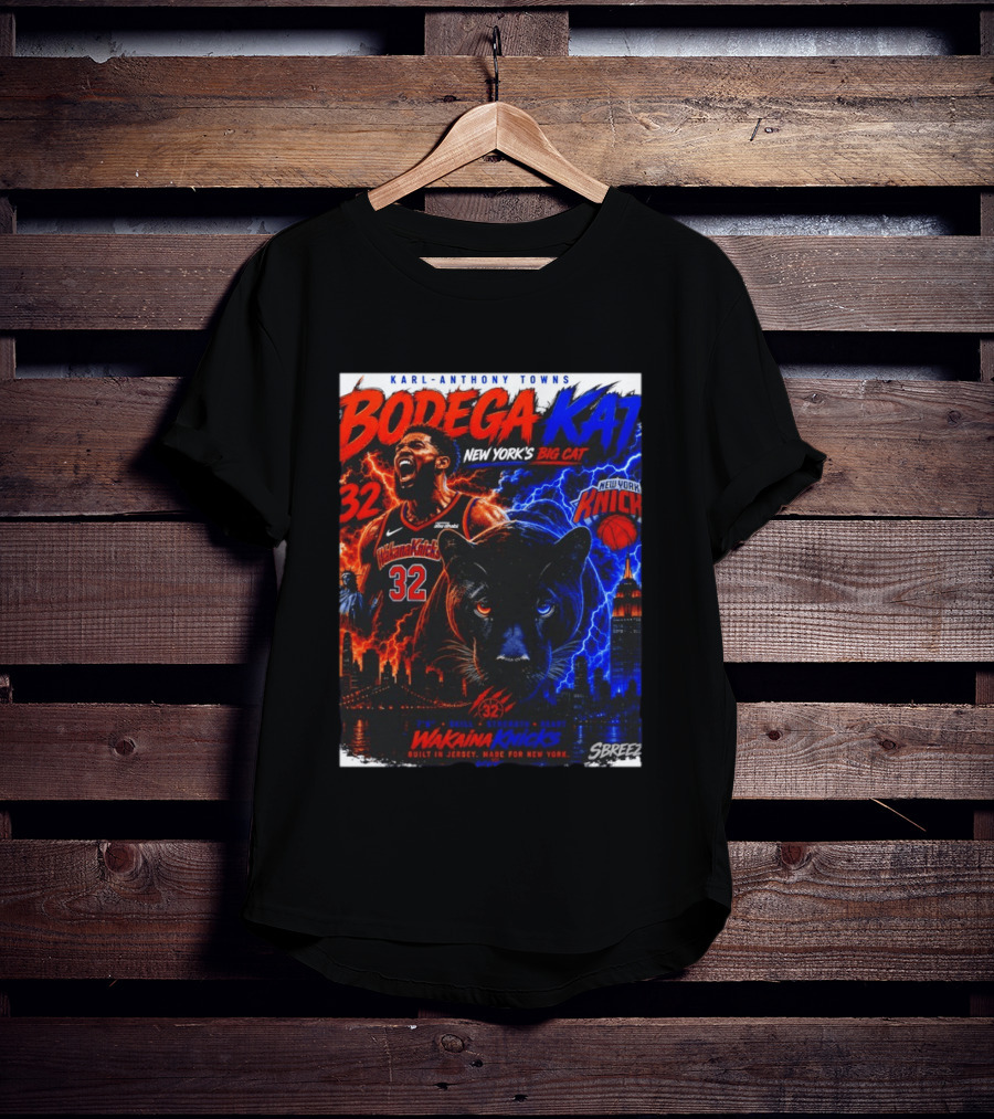 Bodega KAT Karl Anthony Towns Wakaina Knicks 2026 New York's Big Cat 32 T-Shirt