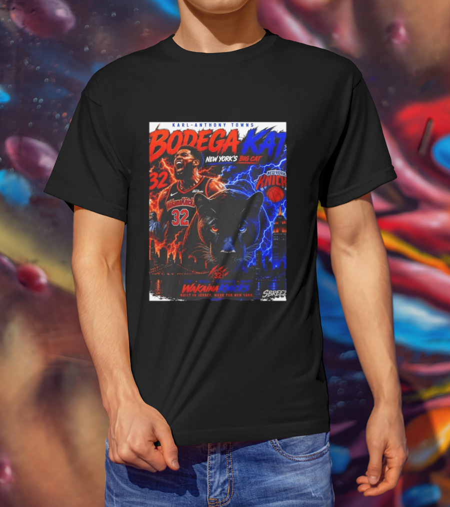 Bodega KAT Karl Anthony Towns Wakaina Knicks 2026 New York's Big Cat 32 T-Shirt