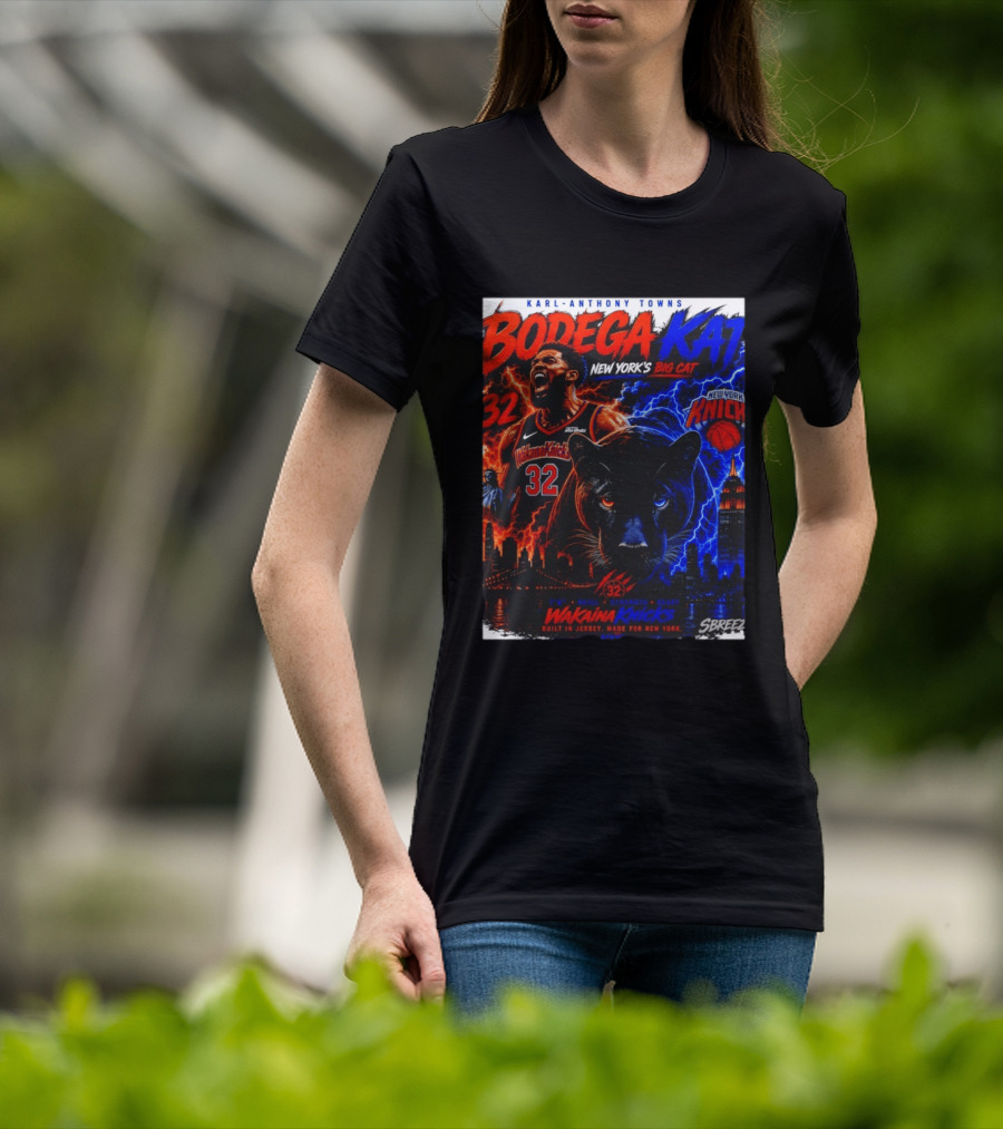 Bodega KAT Karl Anthony Towns Wakaina Knicks 2026 New York's Big Cat 32 T-Shirt