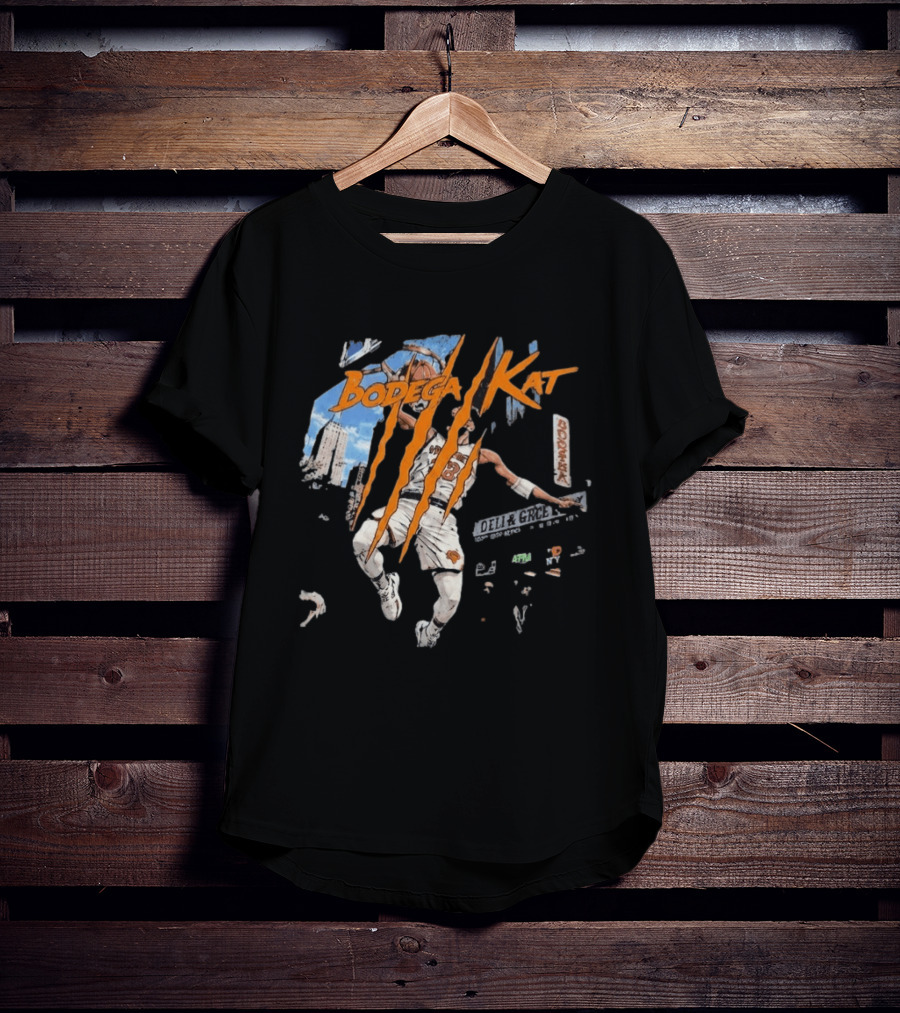Bodega Kat Basketball Scratch Street Deli Grocer Basketball Player T-Shirt