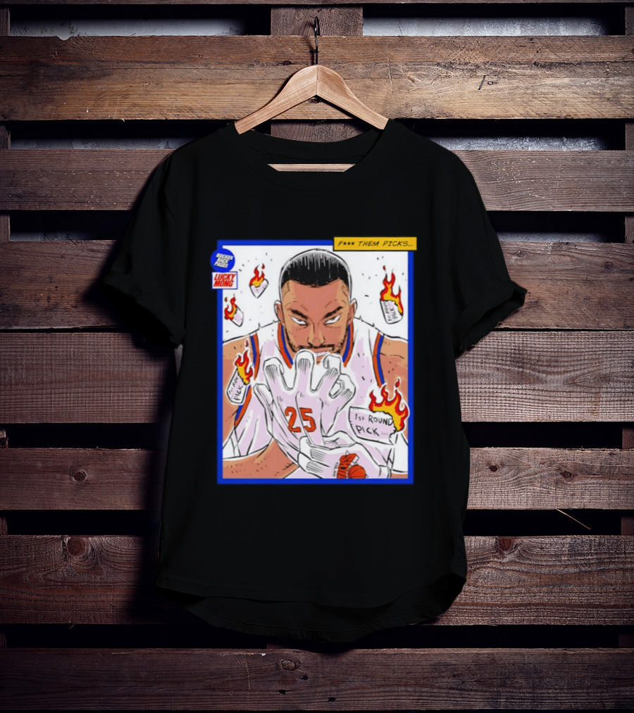 Lucky Mong Knicks Mikal Bridges Comic 25 Flames 1st Round Picks T-Shirt