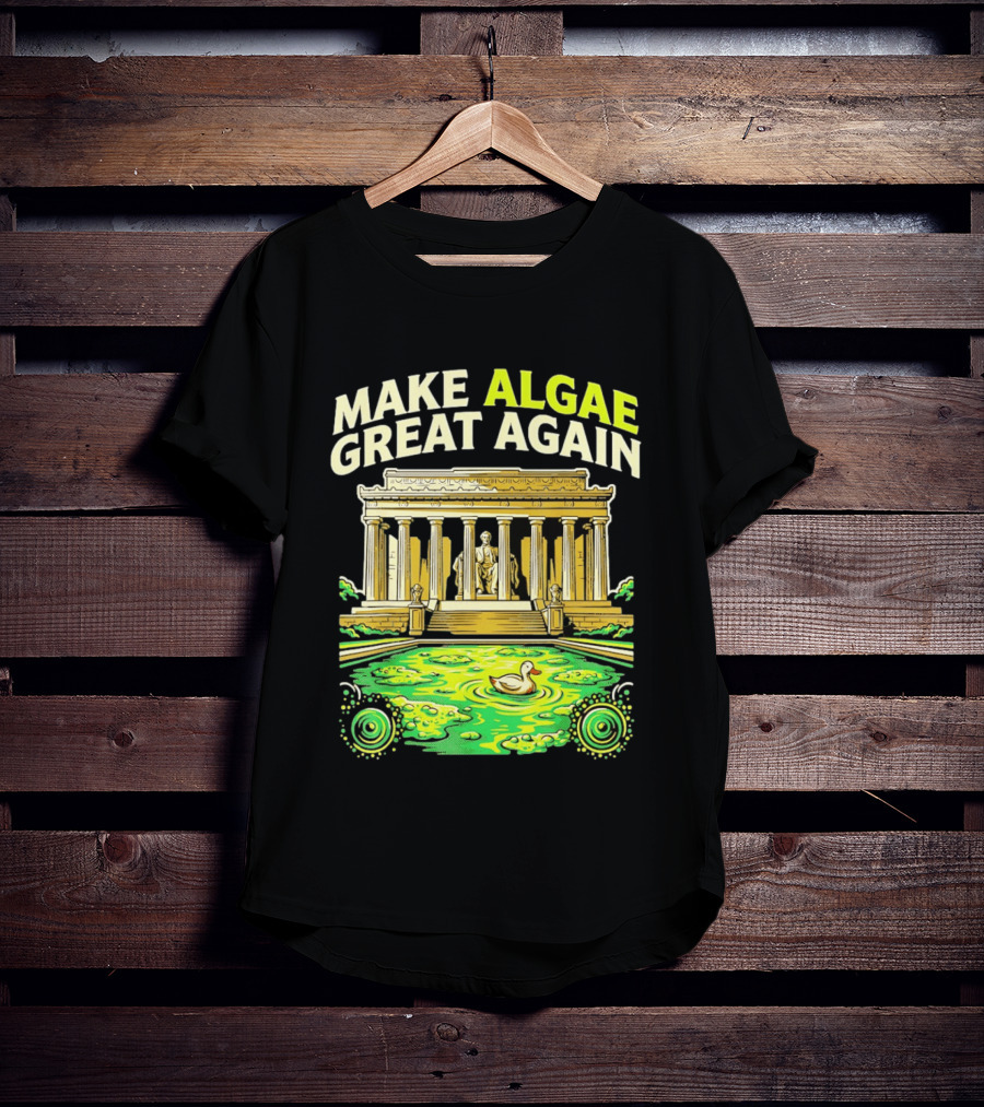 Make Algae Great Again Greek Temple Duck Pond Political Satire T-Shirt