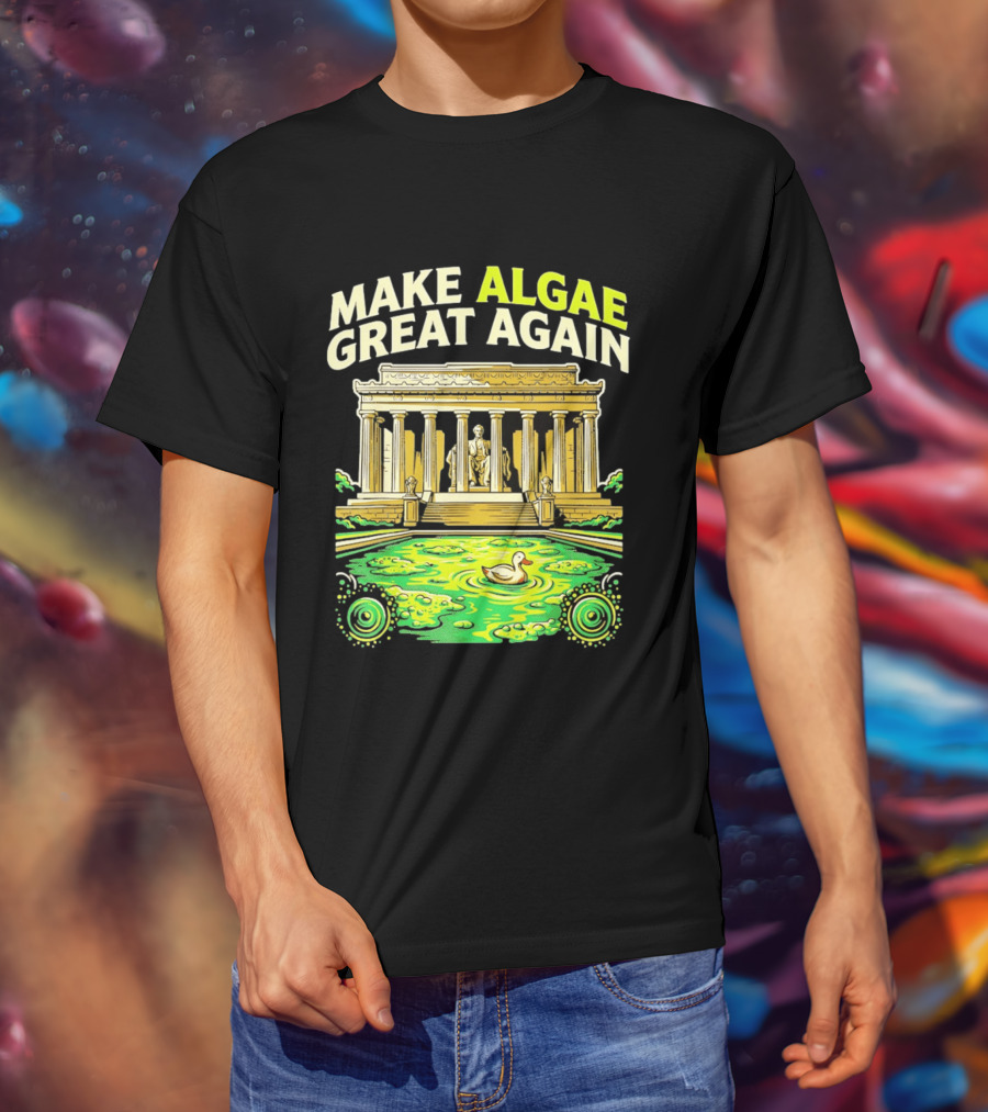 Make Algae Great Again Greek Temple Duck Pond Political Satire T-Shirt