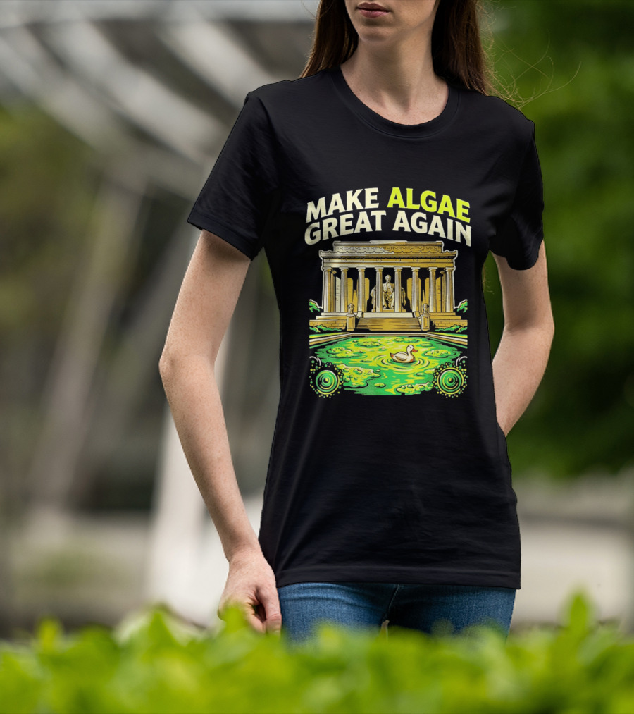 Make Algae Great Again Greek Temple Duck Pond Political Satire T-Shirt