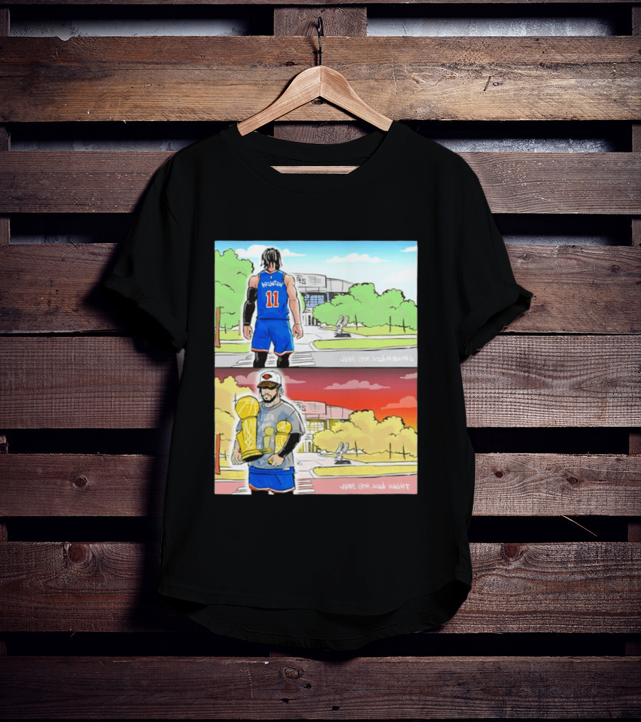 Maki Brunson NY Knicks Jalen Brunson NBA Champs June 13th Morning Night Trophy Comic T-Shirt