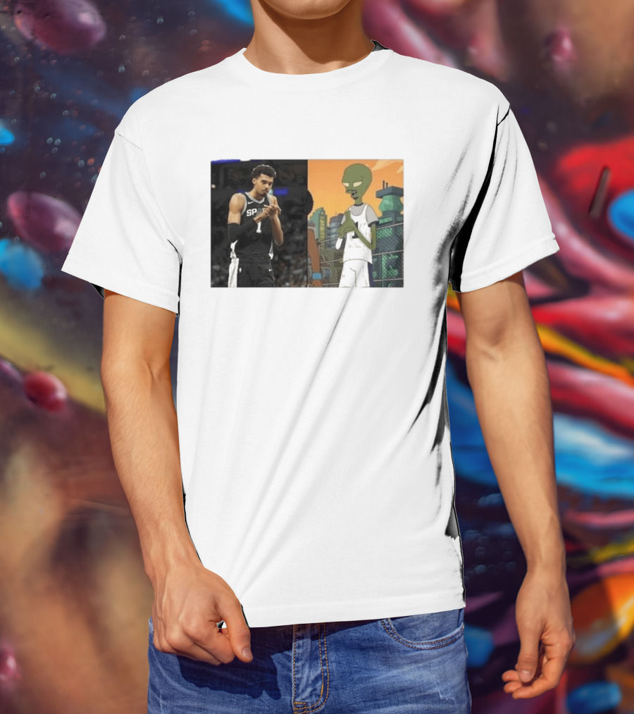 2026 Victor Wembanyama Spurs Alien Meme Basketball Fans T-Shirt
