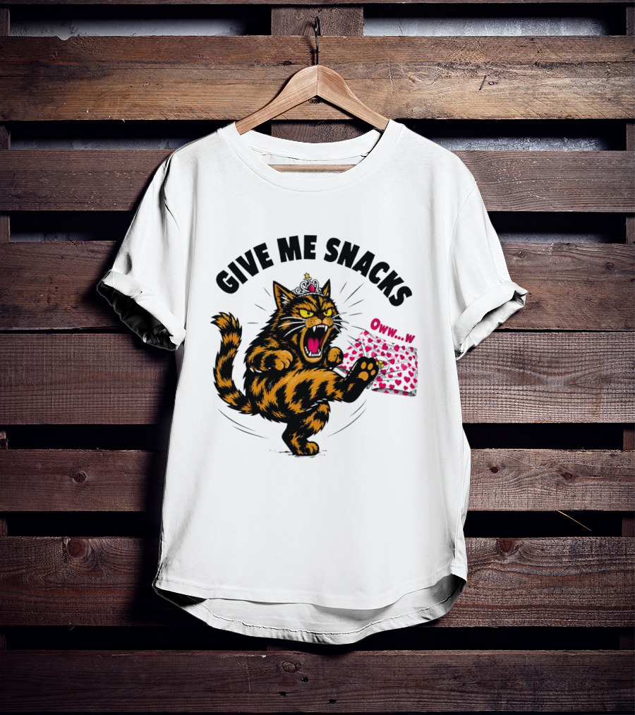 Cat Crown Give Me Snacks Owww W Wild Feline Fun T-Shirt