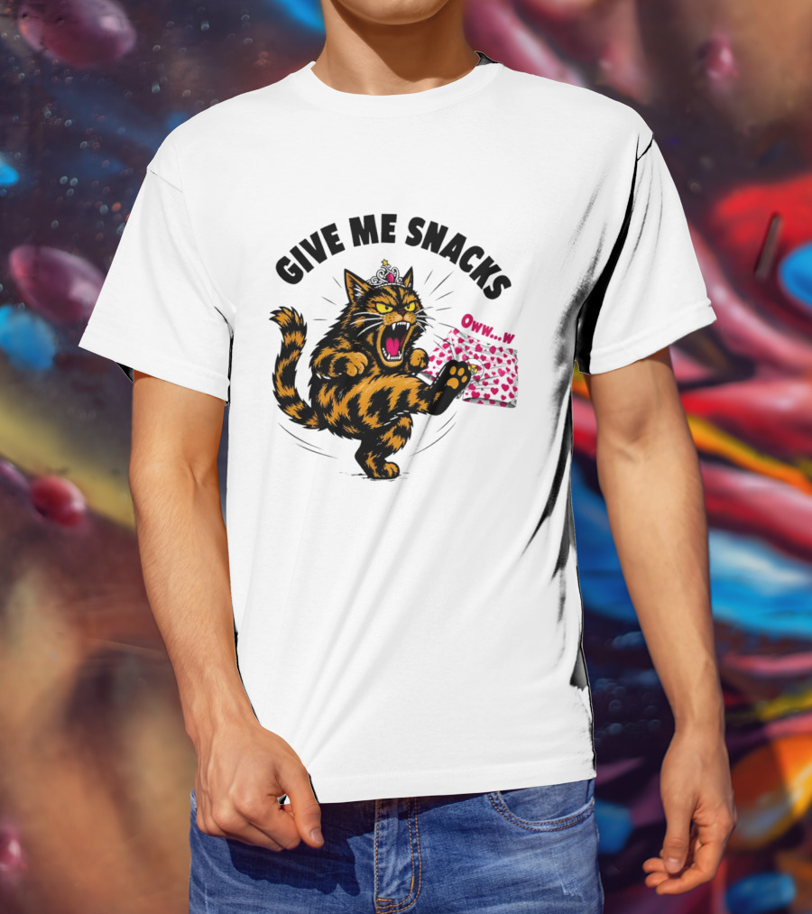 Cat Crown Give Me Snacks Owww W Wild Feline Fun T-Shirt