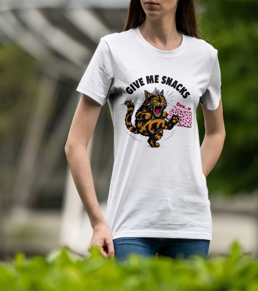 Cat Crown Give Me Snacks Owww W Wild Feline Fun T-Shirt