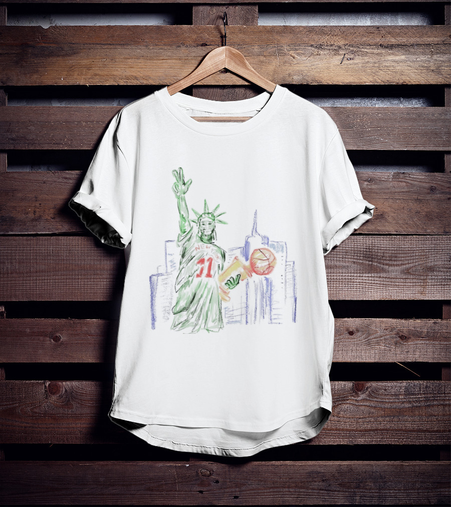 New York Jalen Brunson 11 Statue Of Liberty Basketball Trophy Wackjumper X Niko T-Shirt