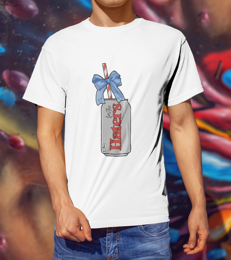 For The Haters Diet Coke Can With Blue Ribbon Bow And Straw T-Shirt