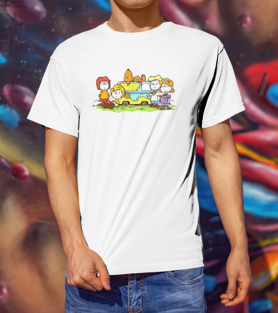Scooby Doo Snoopy Crossover With Mystery Machine And Peanuts Characters T-Shirt
