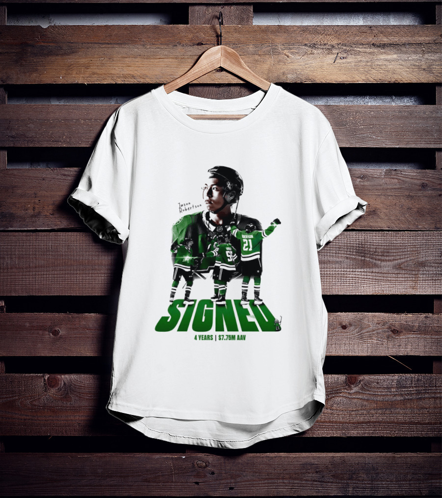 Jason Robertson Signed Dallas Stars 4 Years $7.75M AAV Contract T-Shirt