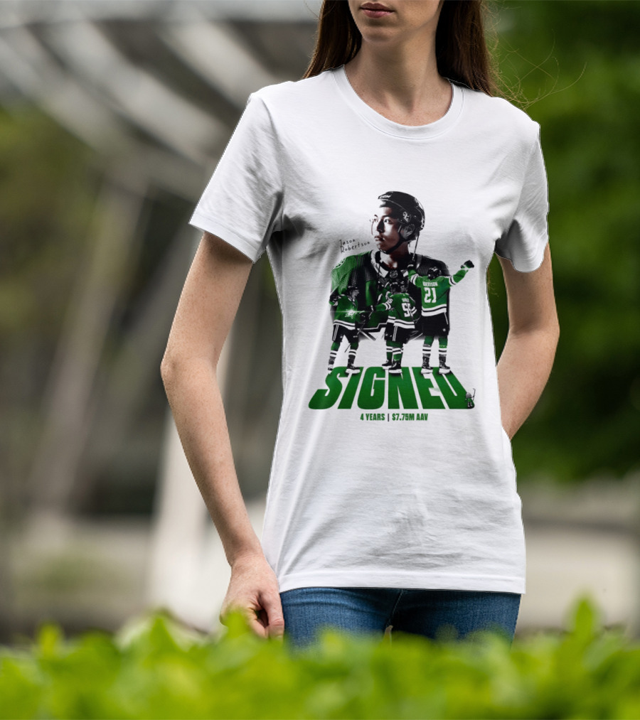 Jason Robertson Signed Dallas Stars 4 Years $7.75M AAV Contract T-Shirt