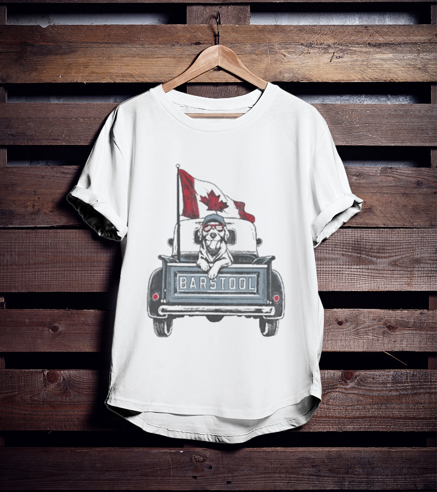 Barstool Truck Life Canadian Flag Dog T-Shirt