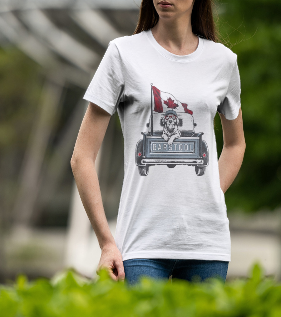 Barstool Truck Life Canadian Flag Dog T-Shirt