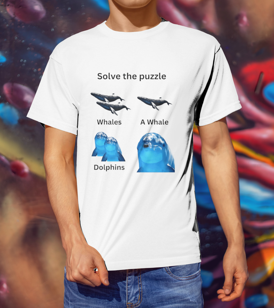 Solve The Puzzle Whales A Whale Dolphins Wordplay T-Shirt