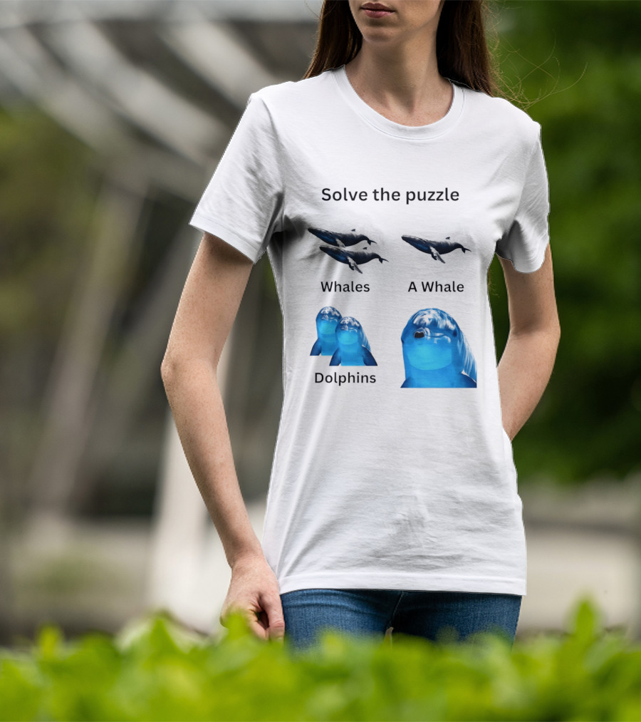 Solve The Puzzle Whales A Whale Dolphins Wordplay T-Shirt