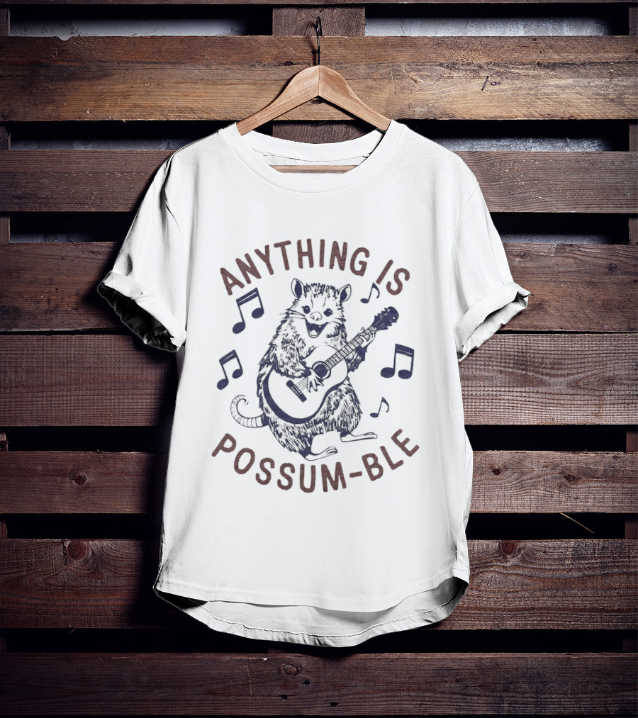 Anything Is Possum Ble Playing Guitar With Music Notes T-Shirt