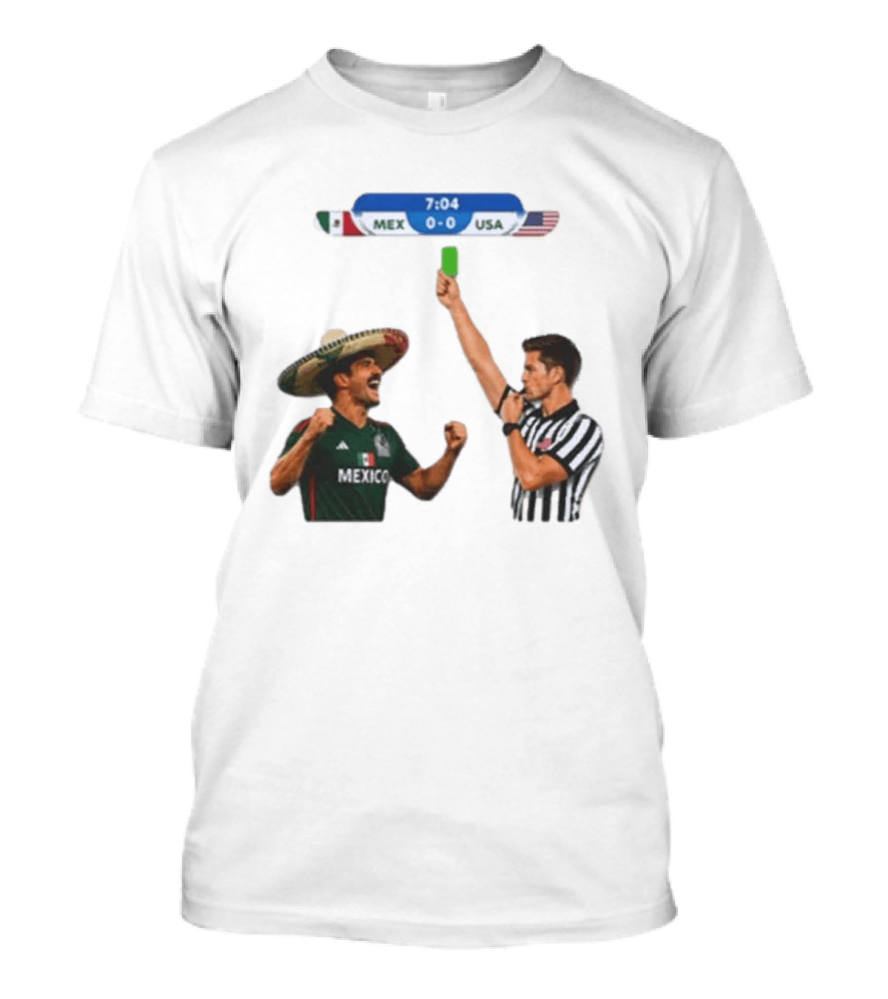 Mexico USA Soccer Rivalry Green Card Referee Moment T-Shirt